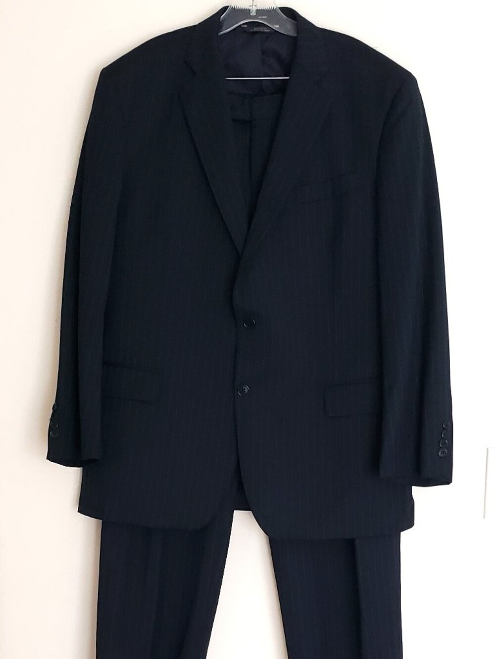 Brooks Brothers Trabaldo Togna 46R 1818 Madison Navy Striped Wool Suit USA 41x29
